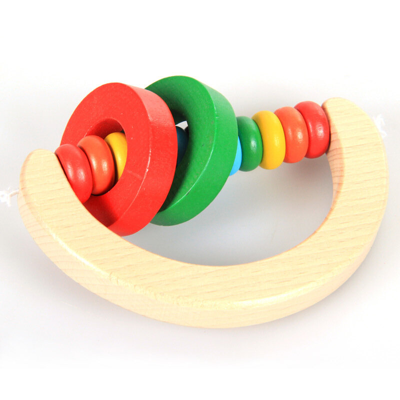 Chocalho de madeira para recém-nascido, 4 peças/lote, instrumento musical infantil, brinquedo educacional para primeiros anos de idade