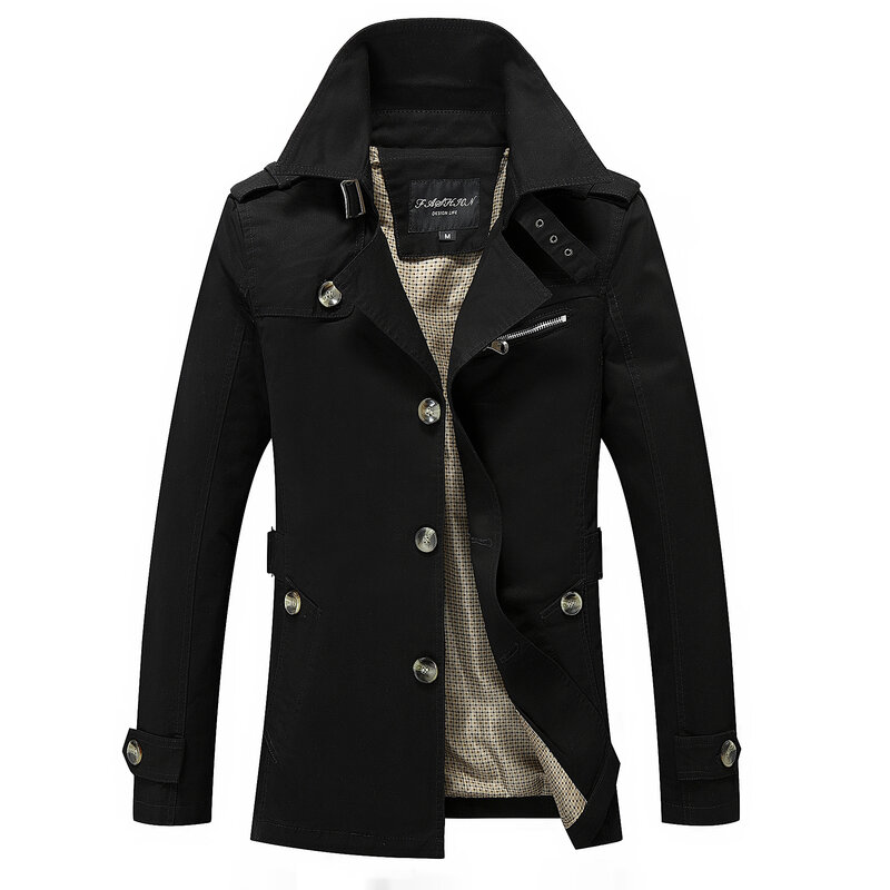 Gabardina larga y delgada de algodón para hombre, abrigos informales inteligentes, chaquetas de oficina de diseño ajustado, abrigo de talla grande M-5XL, primavera y otoño