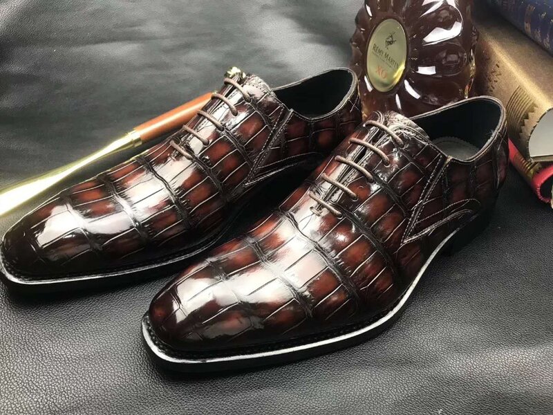 Мужская обувь из натуральной крокодиловой кожи, блестящая, 2 цвета, прочная, из крокодиловой кожи, деловая обувь, 100%