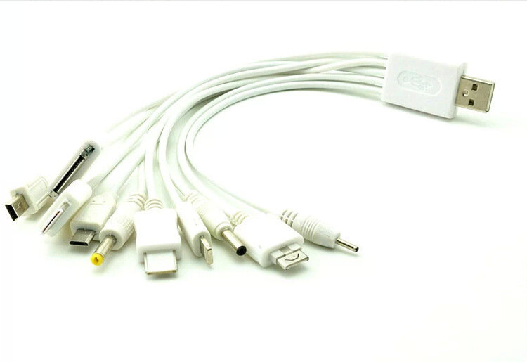 10 w 1 uniwersalne kable usb do telefonów komórkowych multi kabel ładowarki do iphone'a ipad Samsung bateria dźwiękowa 1 do 10 kabli PSP MP4
