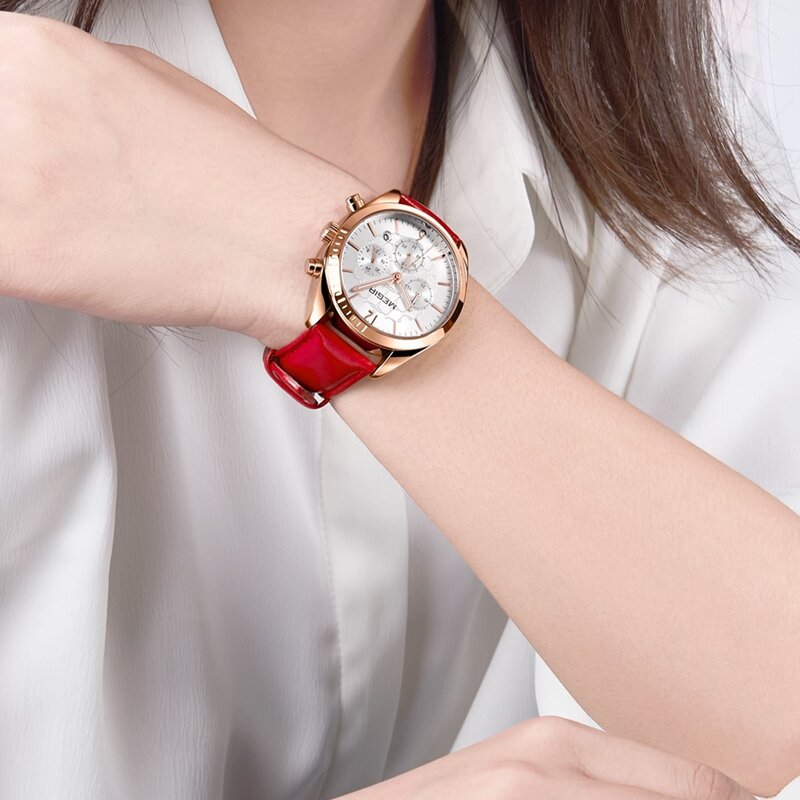 Reloj MEGIR lujoso de cuarzo con fecha para Mujer, Reloj de cuero de moda, Reloj para Mujer, Reloj para Mujer, Reloj con cronógrafo