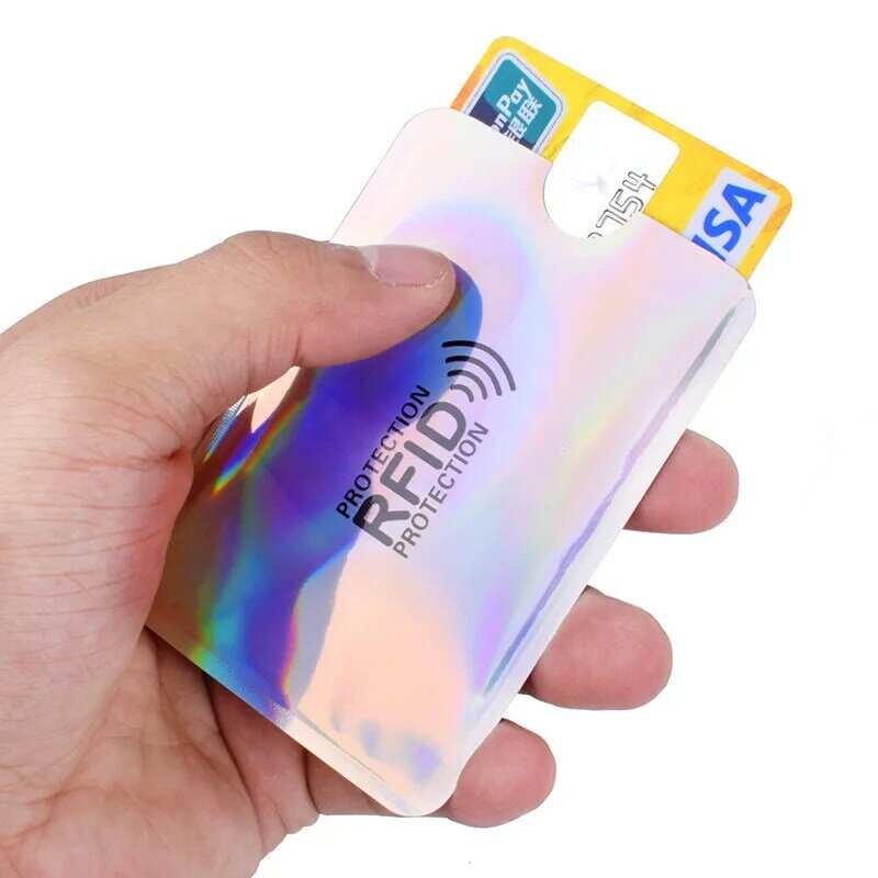 5 قطعة الألوان تتفاعل مكافحة القرصنة حامل بطاقة البنك حالات الألومنيوم معدن الائتمان بطاقة الهوية الغطاء الواقي