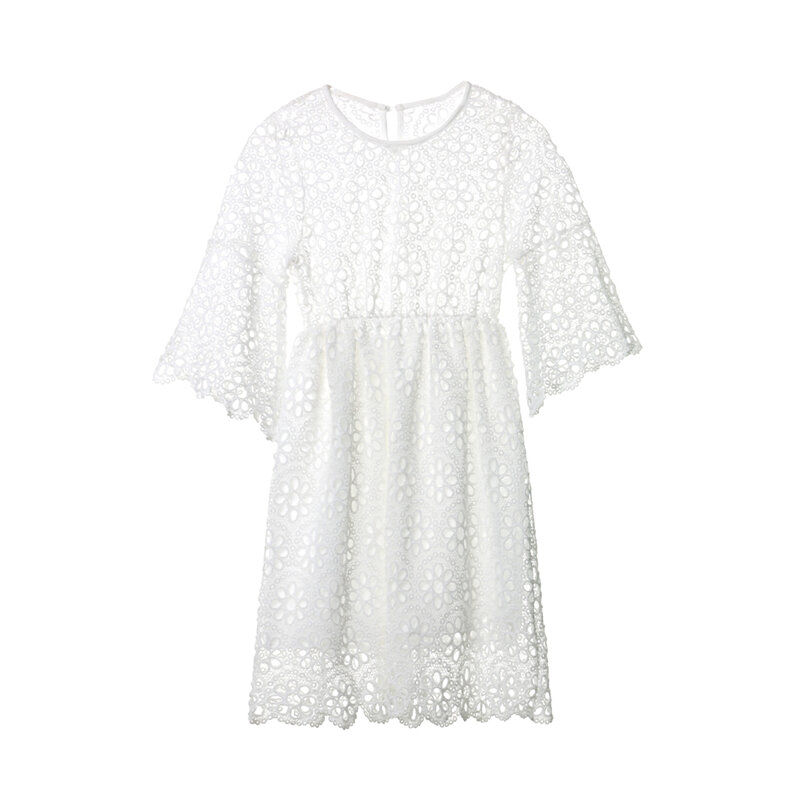 Fashion Family Matching Clothes Mother Daughter Dresses Women Floral Lace Dress Baby Girl Mini Dress Mom Baby Girl Party Clothes