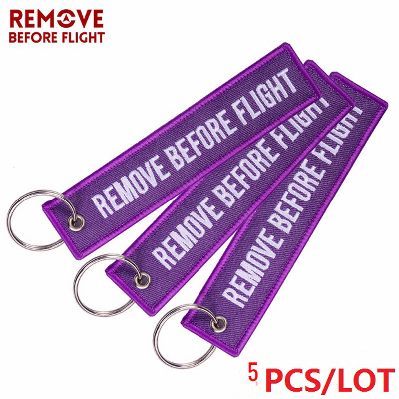 Entfernen Vor Flug Schlüssel Kette Stickerei Keychain für Luftfahrt Geschenke Red Key Fob Motorrad Auto Schlüssel Ring Chaveiro 5 TEILE/LOS