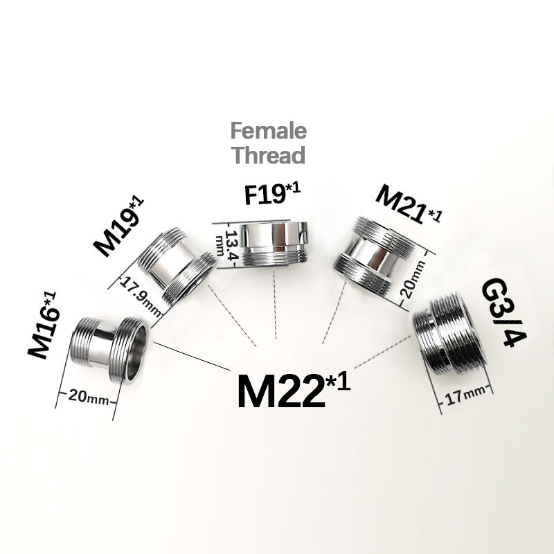 WASOURLF-adaptador exterior M22, rosca macho de transferencia, conector hembra M16, M19, M21, accesorios de grifo cromado de latón para baño y cocina