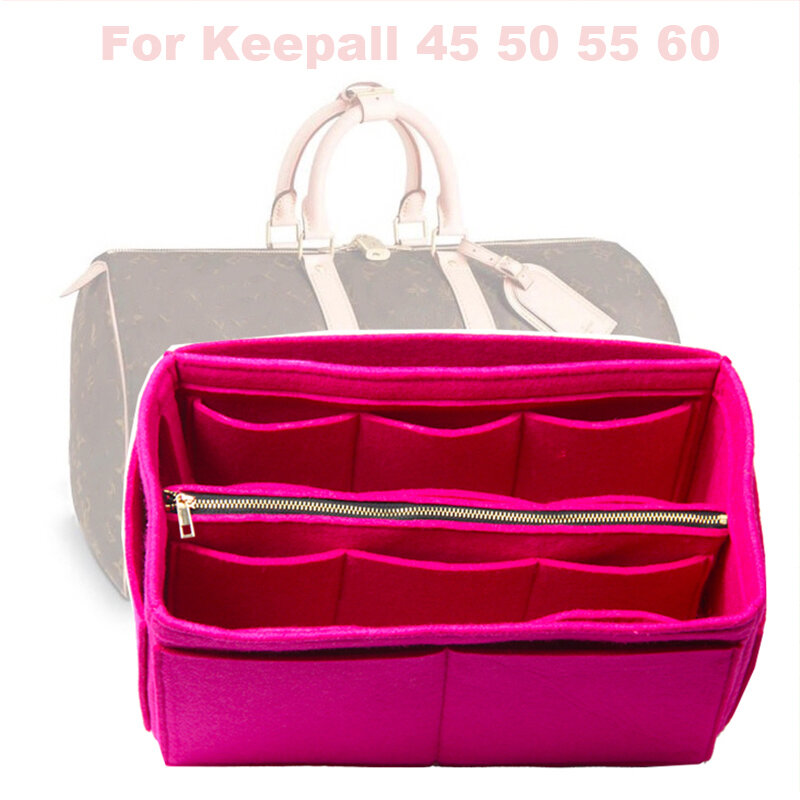 Keepall-organizador de insertos, bolso de mano en Bag-3MM de fieltro Premium (hecho a mano/20 colores) con bolsillo desmontable con cremallera, 45, 50, 55, 60