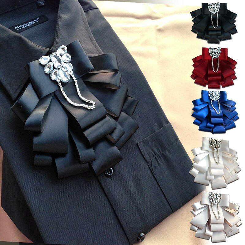 새로운 무료 배송 패션 남성 한국어 머리 장식 개성 신랑 다이아몬드 매듭 호스트 크리스탈 꽃 쇼 넥타이