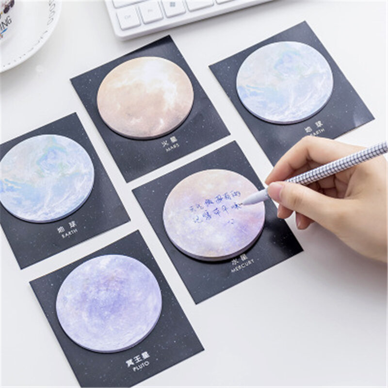 Leuke Kawaii Papier Sticky Memo Pad Creatieve Ruimte Planeet Note Voor Kids Gift Koreaanse Briefpapier