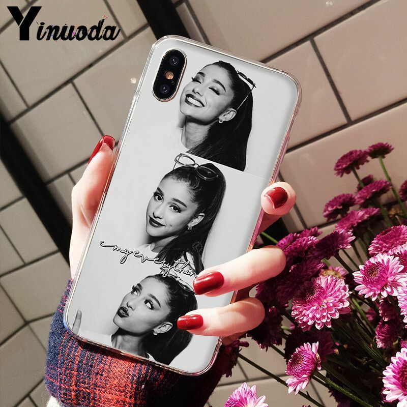 Ariana grande AG Yinuoda Adoçante Rainbow Soft Shell Transparente Telefone Capa para iPhone 5 8 7 6 6 S Plus 5S SE XR X XS MAX Coque