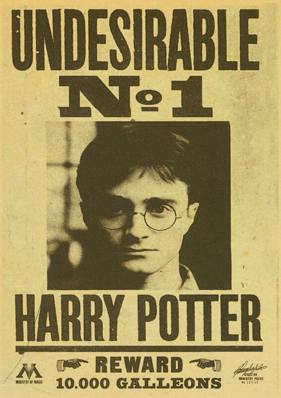 Harry Potter Wanted Order Undesirable No.1 Retro Kraft Poster Decorative DIY Wallpaper Home Bar vintage Posters Decor paintings