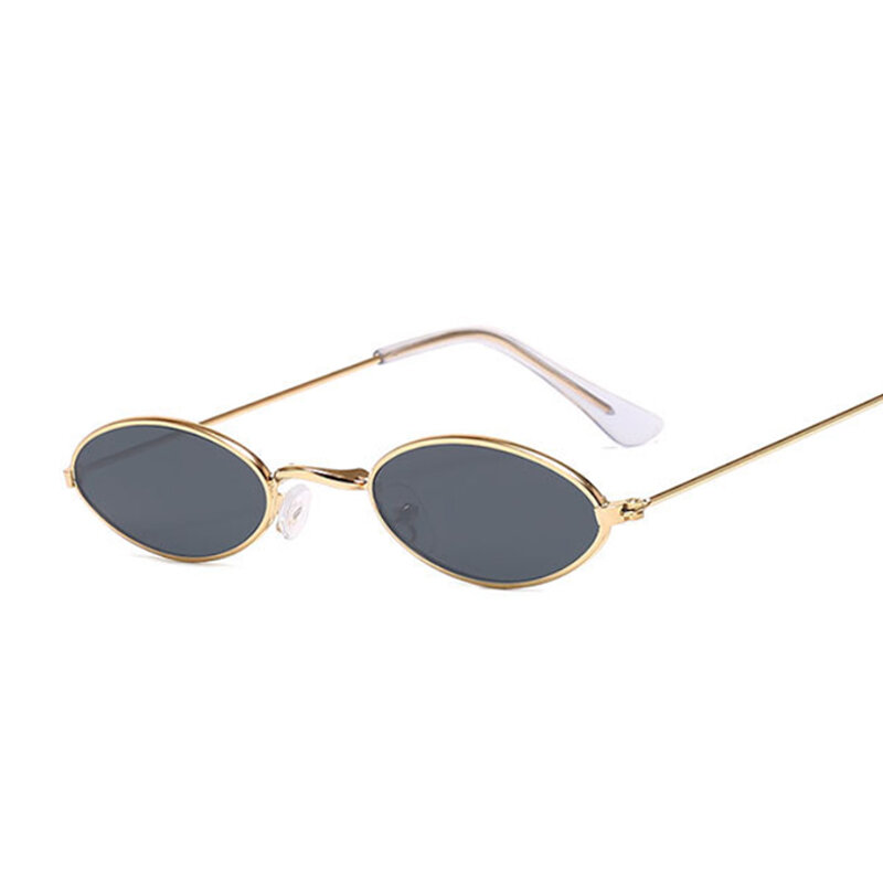 Petites lunettes de soleil ovales rétro pour femmes, nuances de marque vintage, noir, rouge, document en métal, lunettes de soleil pour femmes, créateur de mode
