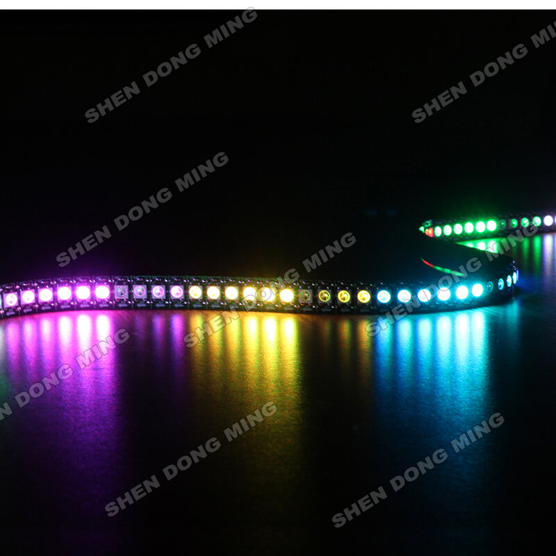 LEDストリップライト,100m,白/黒,フレキシブル,ws2812,dc12v,144led,144ic/m,交換可能な色rgb