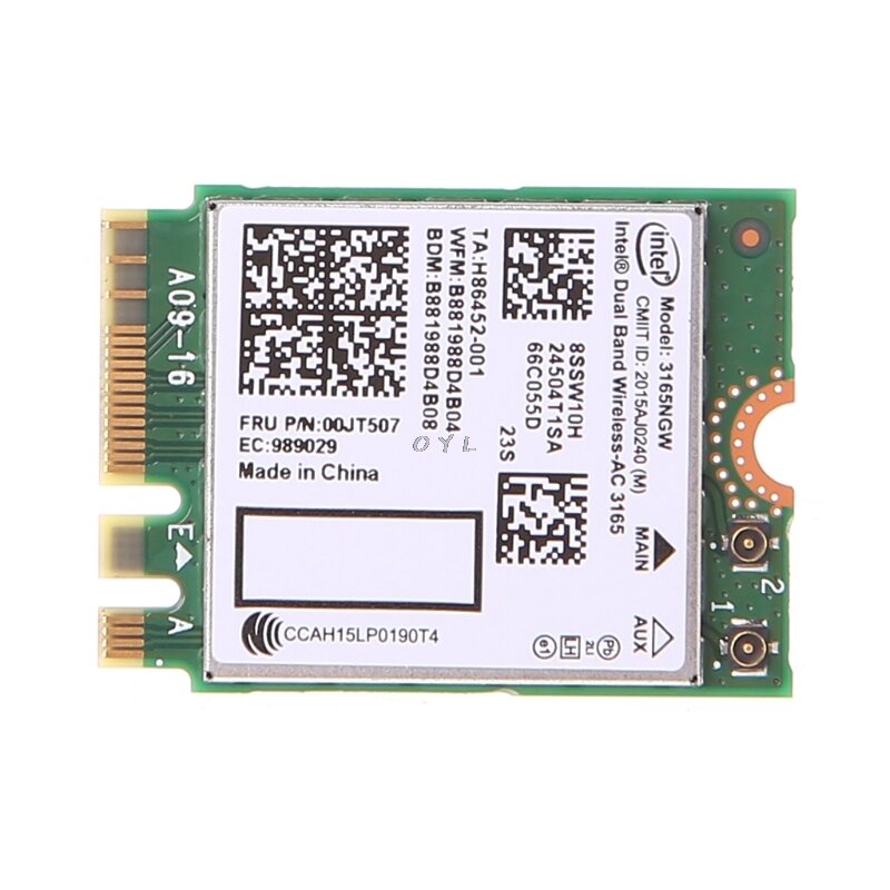 Intel-tarjeta de red NGW de doble banda inalámbrica, Bluetooth, AC 3165 BT4.0, 2,4G/5G, 433M, Factor de forma de nueva generación