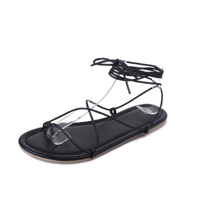 Ho Heave 2019 zapatillas de mujer populares moda Casual plataforma plana correa de tobillo cruzada sólido verano exterior plana con sandalias