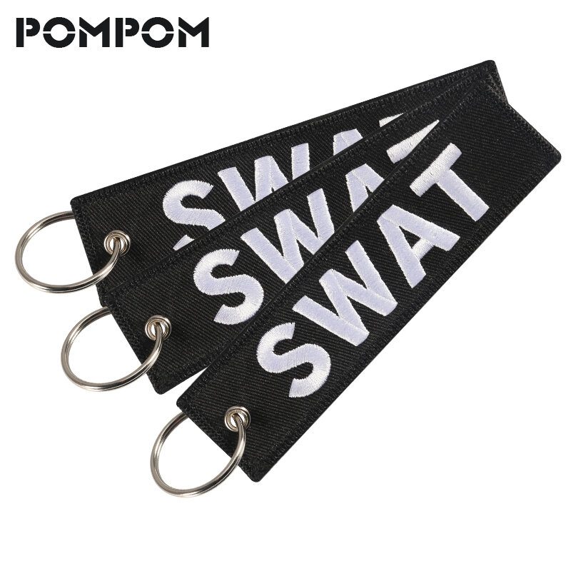 POMPOM 3PC Swat พวงกุญแจสำหรับ Motorcycyles และรถยนต์ Stitch OEM key ผ้า 12.5x3 ซม.key tag พวงกุญแจแฟชั่น sleuytelhanger