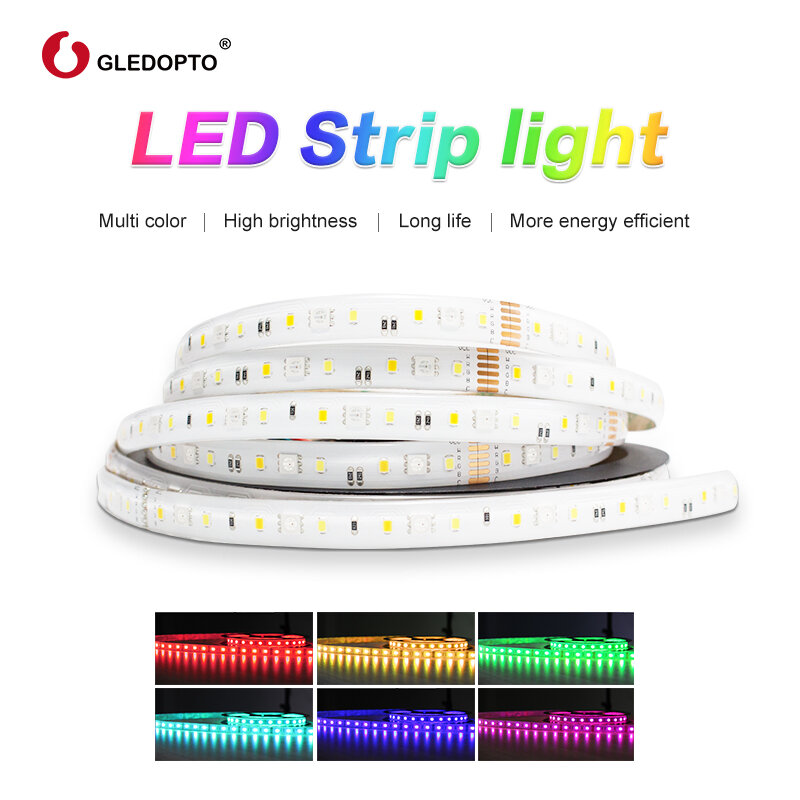 GLEDOPTO RGB + CCT LED Strip Light RGB WW/CW DC24V 5เมตร IP65กันน้ำ IP20ไม่กันน้ำ RGB SMD 5050 SMD 2835