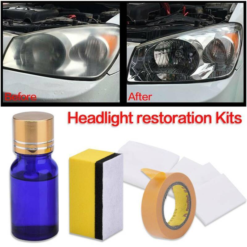 1set 10ML Car Headlight Lens Clean Wax Sponge Headlamp Repairing Fluid Headlamp Restoration Repairing Liquid Polisher