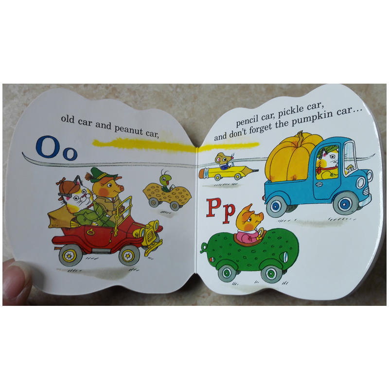 Лидер продаж, книги Ричард Scarry's Cars and Trucks от A до Z, раскладки для просвещения, картонная книга, английские книги для детей, для малышей