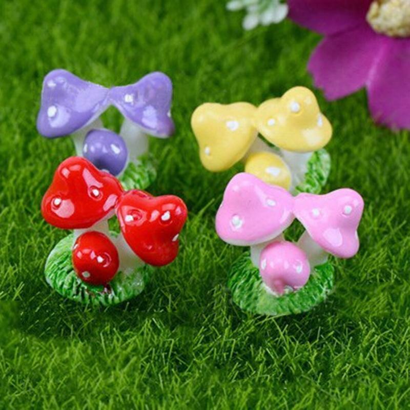 1 pz 4 colori carino Mini funghi in resina fata giardino ornamento in miniatura Bonsai piante vasi fata fai da te casa delle bambole decorazione