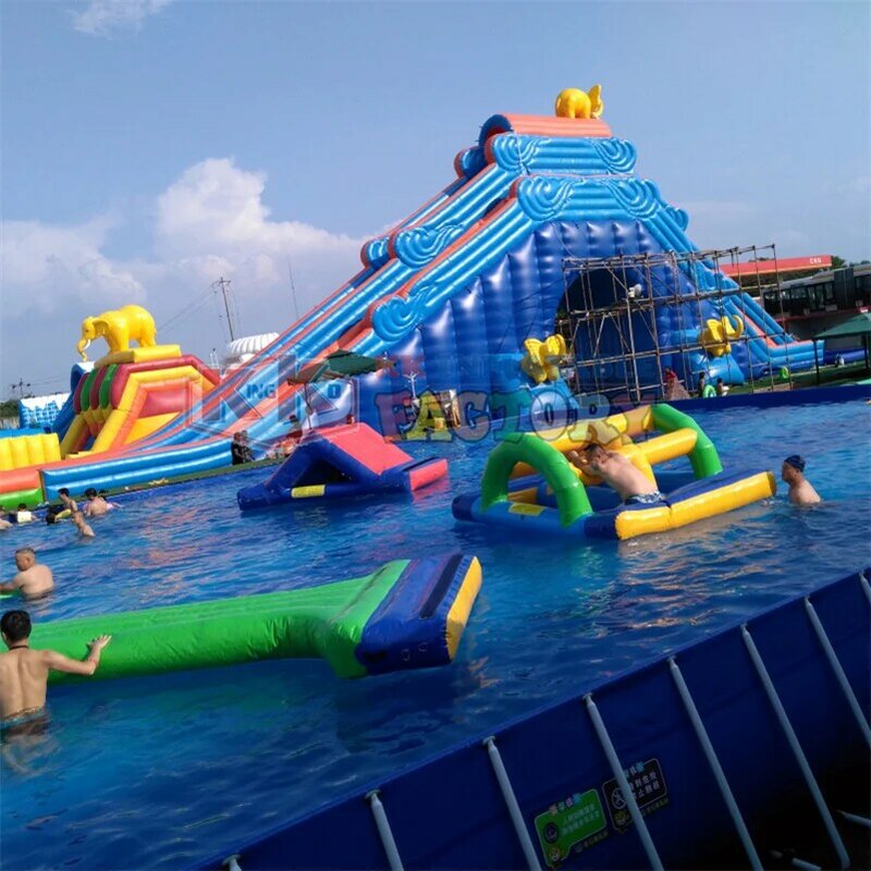 Slide inflável personalizado do parque aquático, Grande piscina de explosão com slide, Piscina infantil