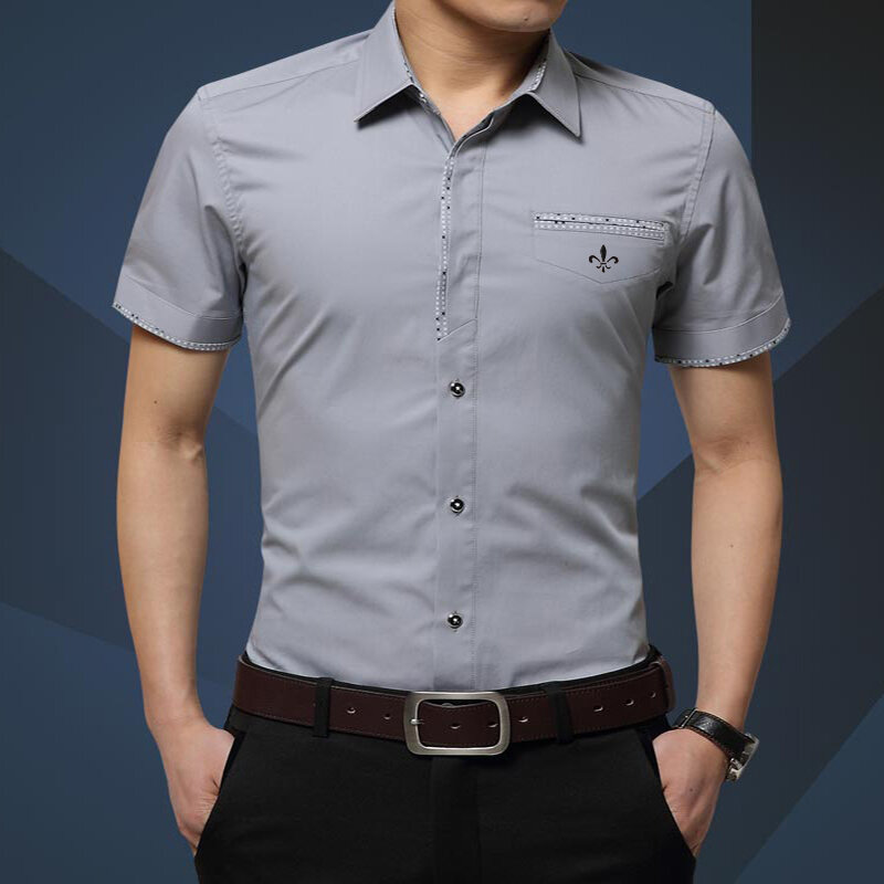Dudalina verão nova camisa masculina marca de luxo algodão manga curta vestido camisa turn-down colarinho cardigan camisa roupas masculinas