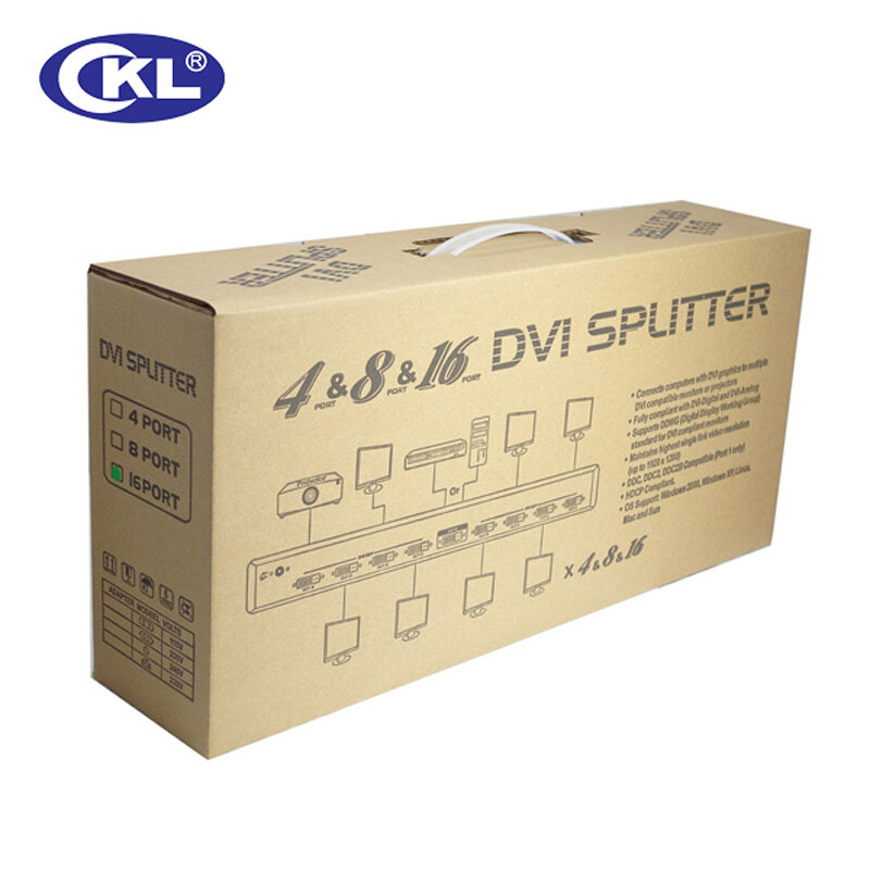 CKL-98E 8 Port DVI Splitter 1x8 DVI Nhà Phân Phối Box Hỗ Trợ 3 Mức Độ Cascadable và OSD