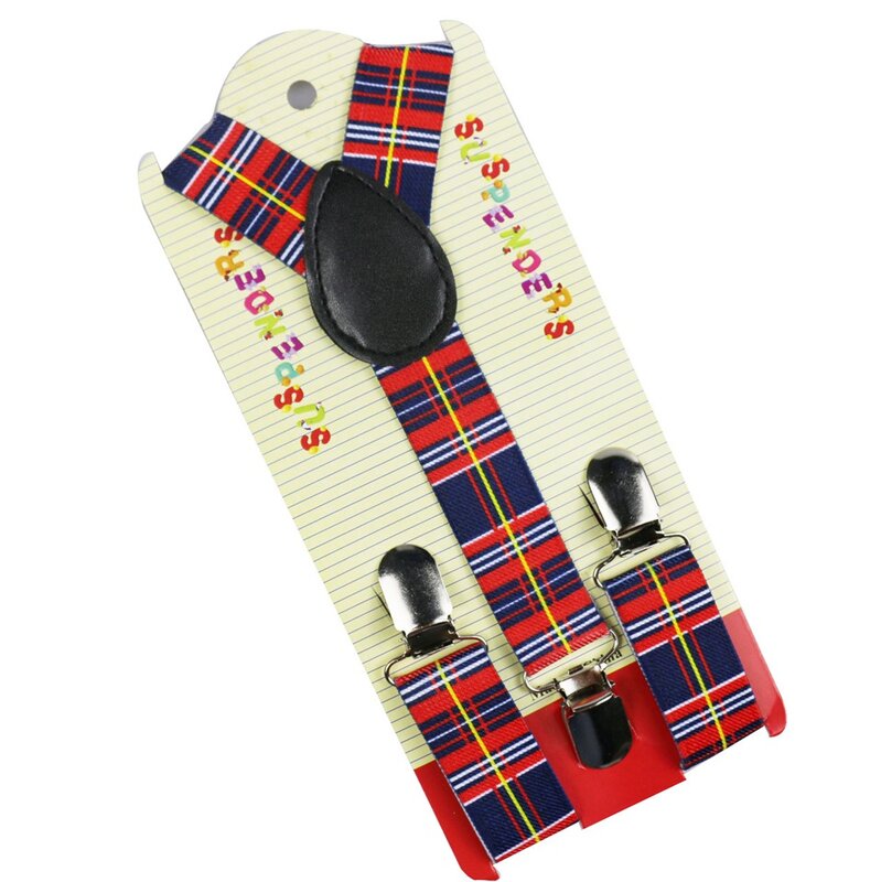 Winfox Fashion Kotak-kotak Cetak Anak Suspender untuk Anak Gadis Bentuk Y Elastis Suspender Tali Sabuk Kemeja Kawat Gigi