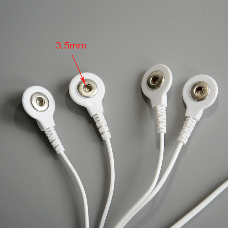 2 Pieces Replacement Jack 2.35mm Electrode Lead Wires 4-Snap 3.5mm For TENS/EMS Unit