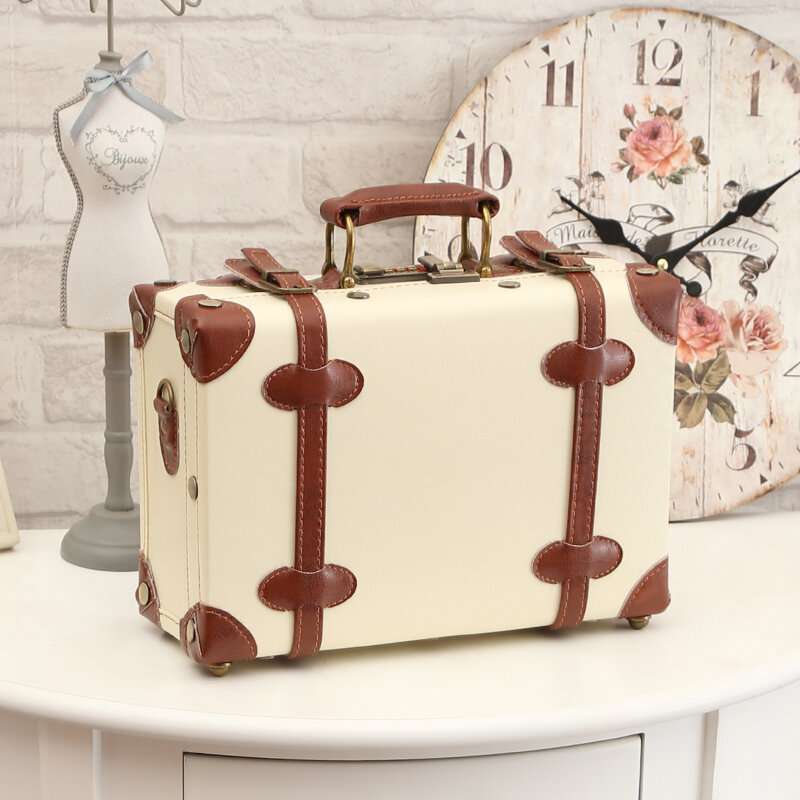 Uniwalker-mala de bagagem vintage, sacola para mala, caixa decorativa pequena, floral, com alças, 12 ", 13"