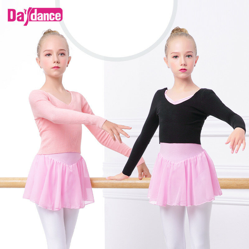 Dzieci V Neck z długim rękawem taniec koreański sweter dziewczyny zima jesień ciepły wysokiej talii taniec balet sweter z dzianiny