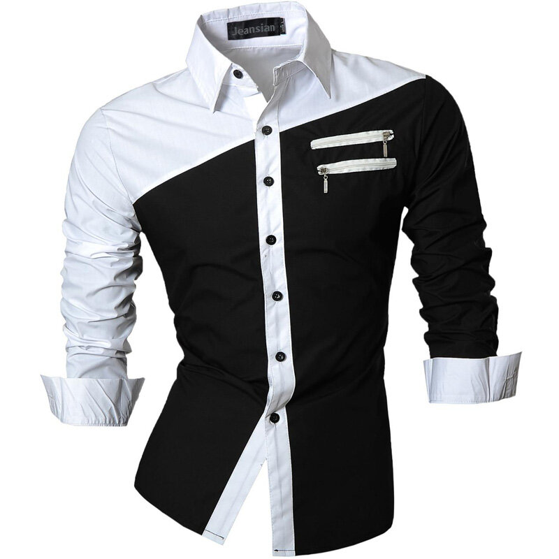 Vestidos de hombre Jeansian,camisa de moda informal de #Z030-White 