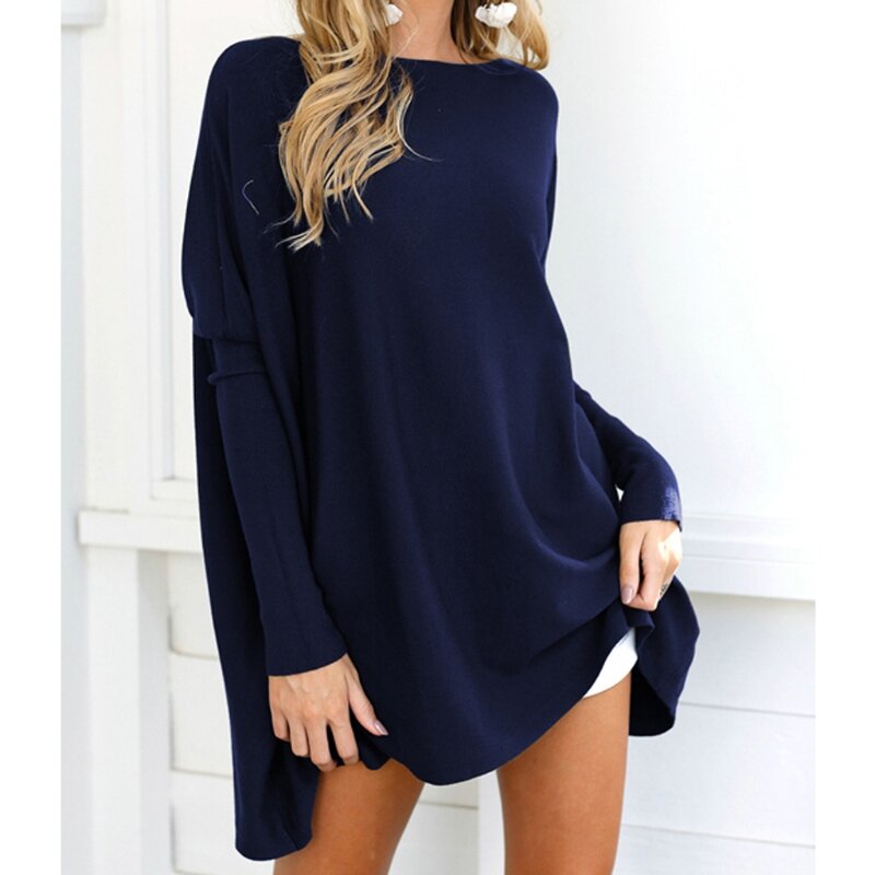 Thinkthendo Для женщин с длинными широкими рукавами пуловер свободные негабаритных Повседневное Блуза Топ