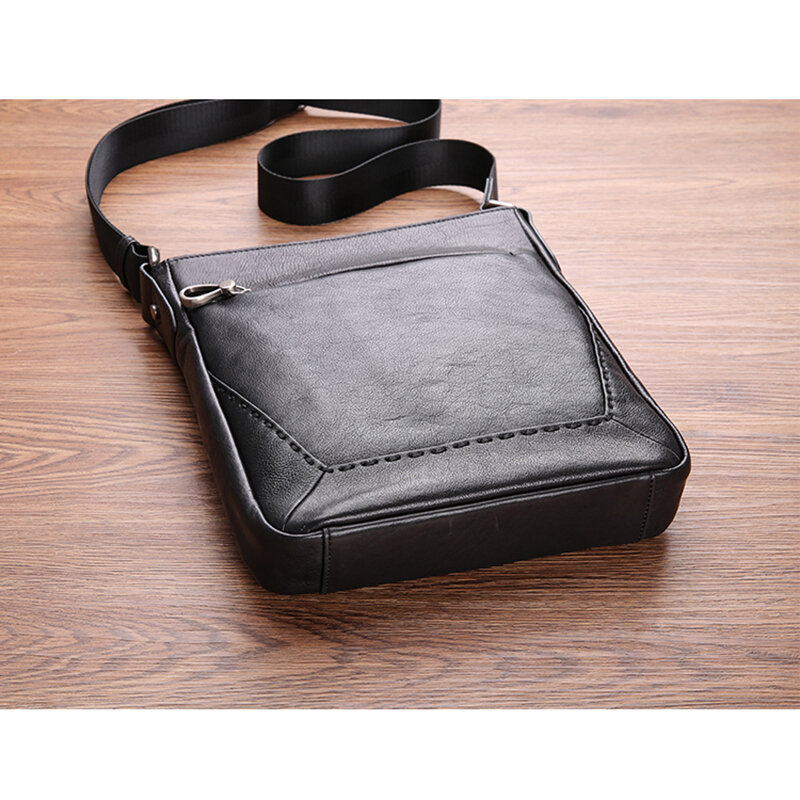 AETOO Leather men's single shoulder Bao Han business leisure vertical men's bag Baotou layer cowhide oblique cross bag