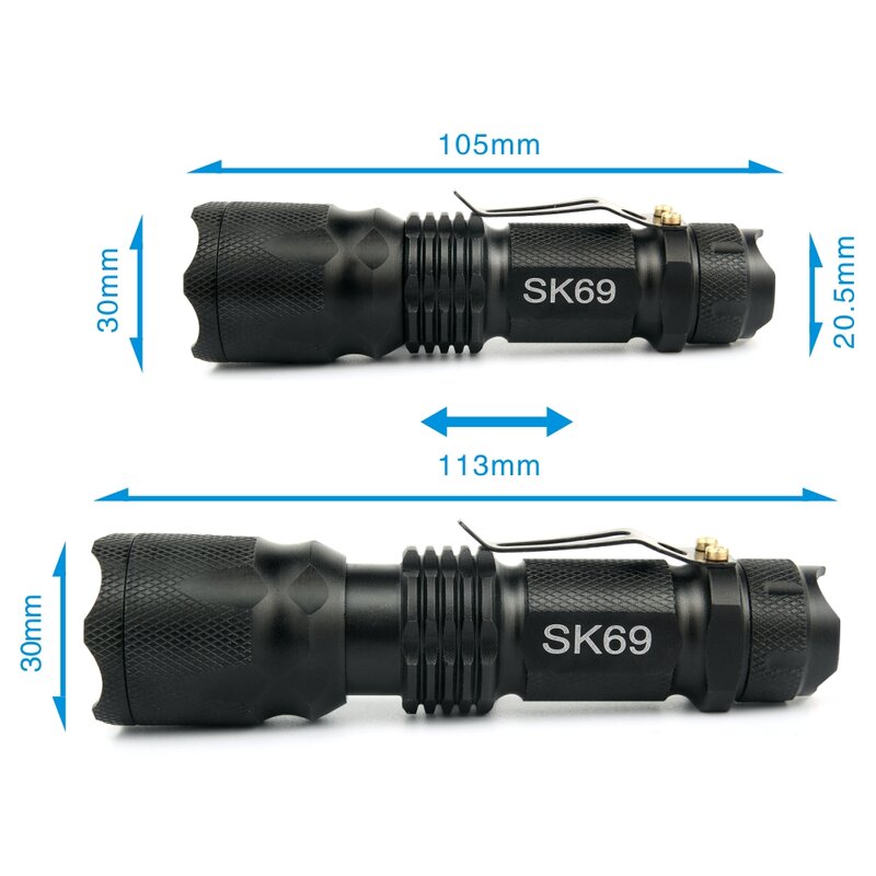 2PCS!!!Outdoor Tactical Flashlight  XPE LED Flashlights Water Resistant Torch  For Camping  3 Modes