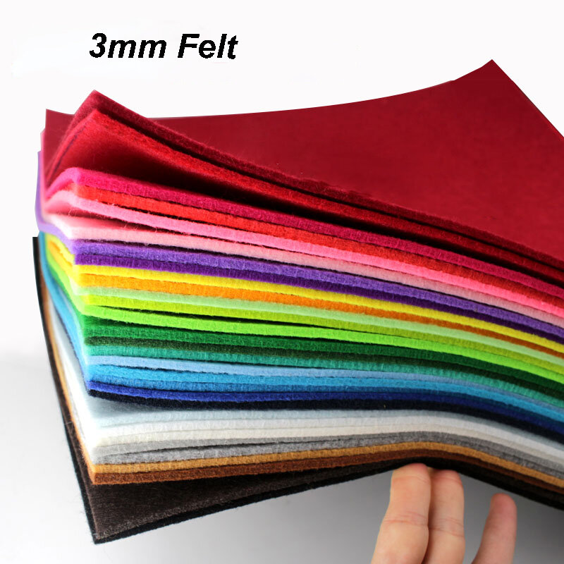 3mm Thickness 30x30cm Polyester Cloth Non Woven Felt For DIY Sewing Dolls Crafts Pattern Materials Bundle Home Decorations 1Pc
