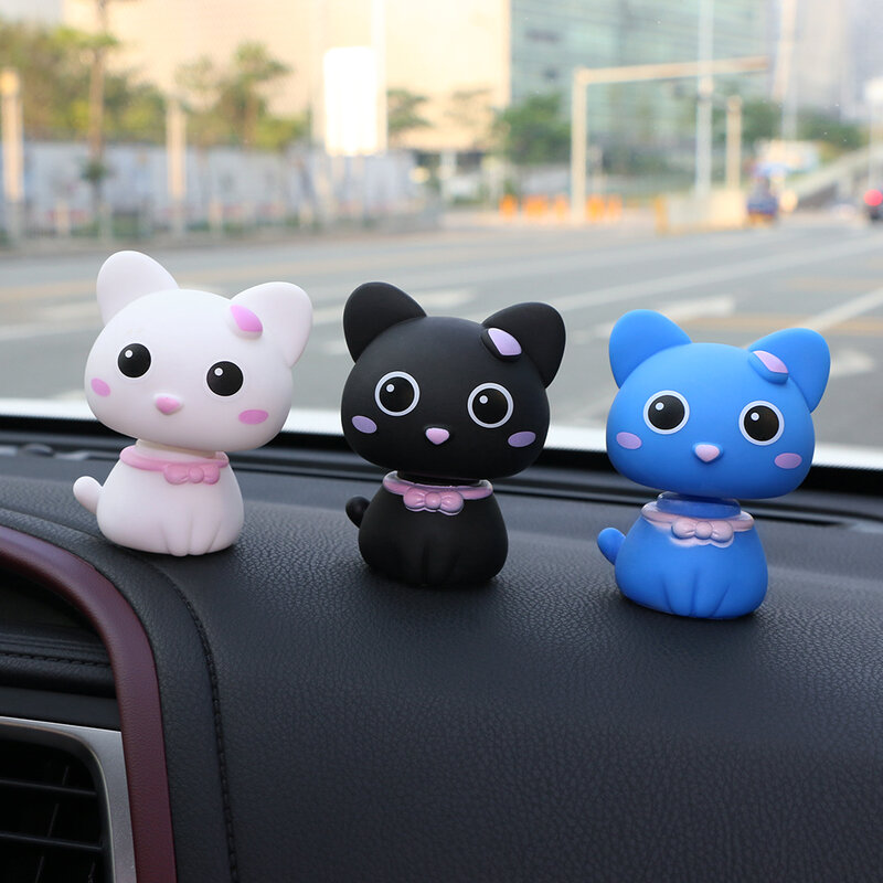 Adornos de coche dibujos animados agitar la cabeza de gato muñeca de plástico Auto decoración Interior Auto tablero decoración muñeca accesorios regalos