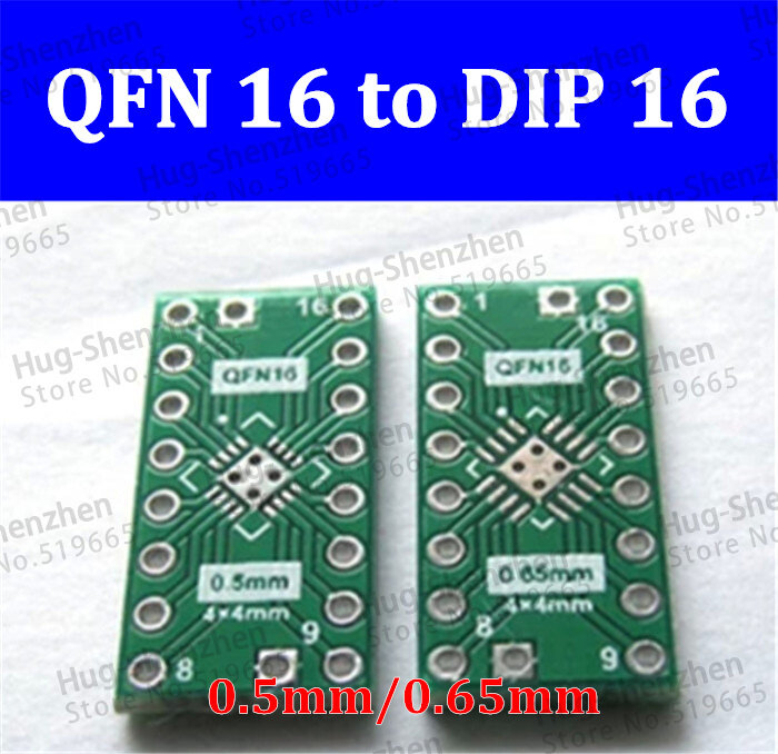 Alta calidad 10 unids/lote QFN16 a DIP16 PIN adaptador paso 0,5 de PCB de 0,65mm Junta convertidor DIP convertidor