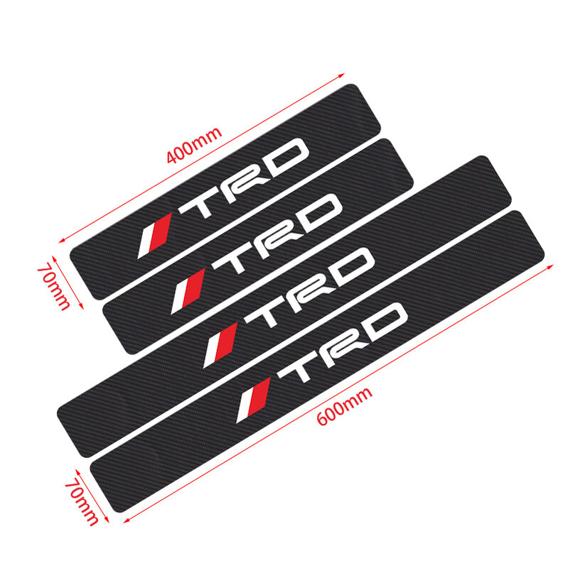 4 Pcs Auto Styling Carbon Faser Auto Tür Sill Schutz Aufkleber Für Toyota CROWN COROLLA REIZ TRD Racing LOGO zubehör