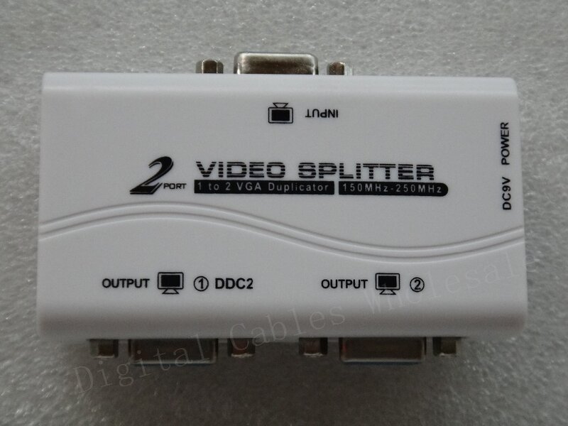 2020 Tahun 1 untuk 2 Port Video Splitter VGA Duplicator 1-In-2-250MHz Perangkat cascadedable Sepatu Sinyal Sangat Jual, 65M 1920*1440