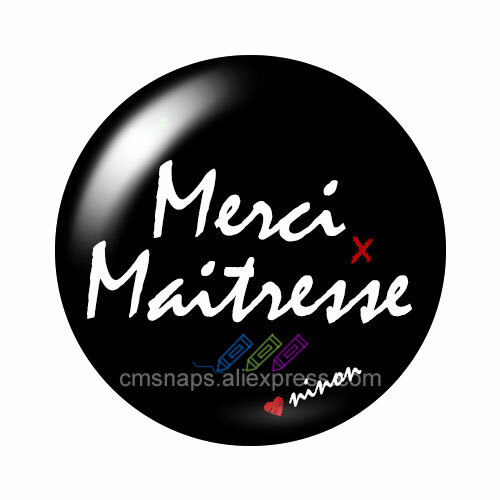 French Merci Maitresse Words 10pcs mixed 12mm/16mm/18mm/25mm Round photo glass cabochon demo flat back Making findings