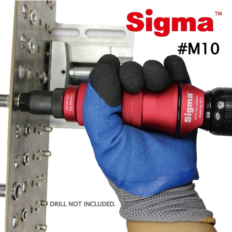 Sigma-adaptador de taladro de tuerca de remache roscado, herramienta eléctrica inalámbrica o eléctrica, accesorio de alta resistencia, pistola de tuercas de remache de aire alternativa, # M10