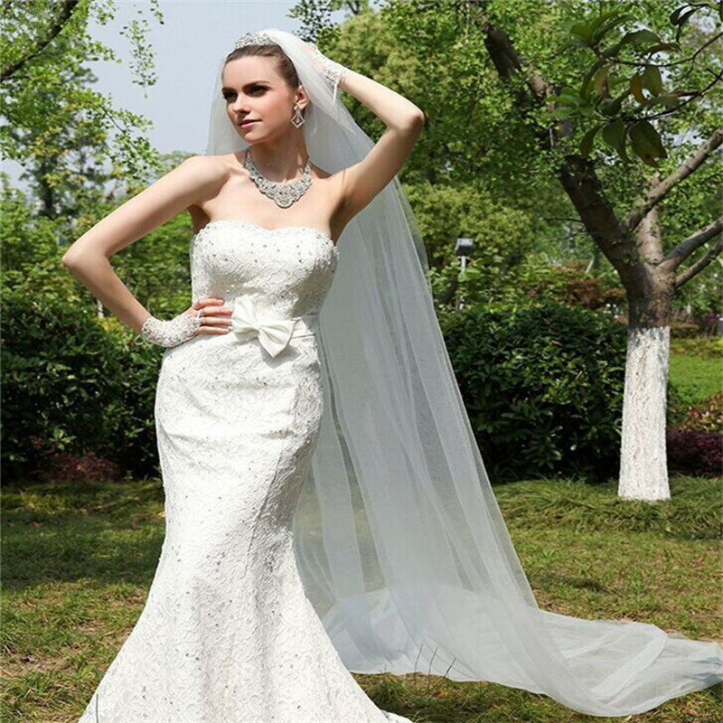 Свадебная вуаль с гребнем, 2 метра, белая, цвета слоновой кости, элегантные аксессуары для свадьбы, Z5