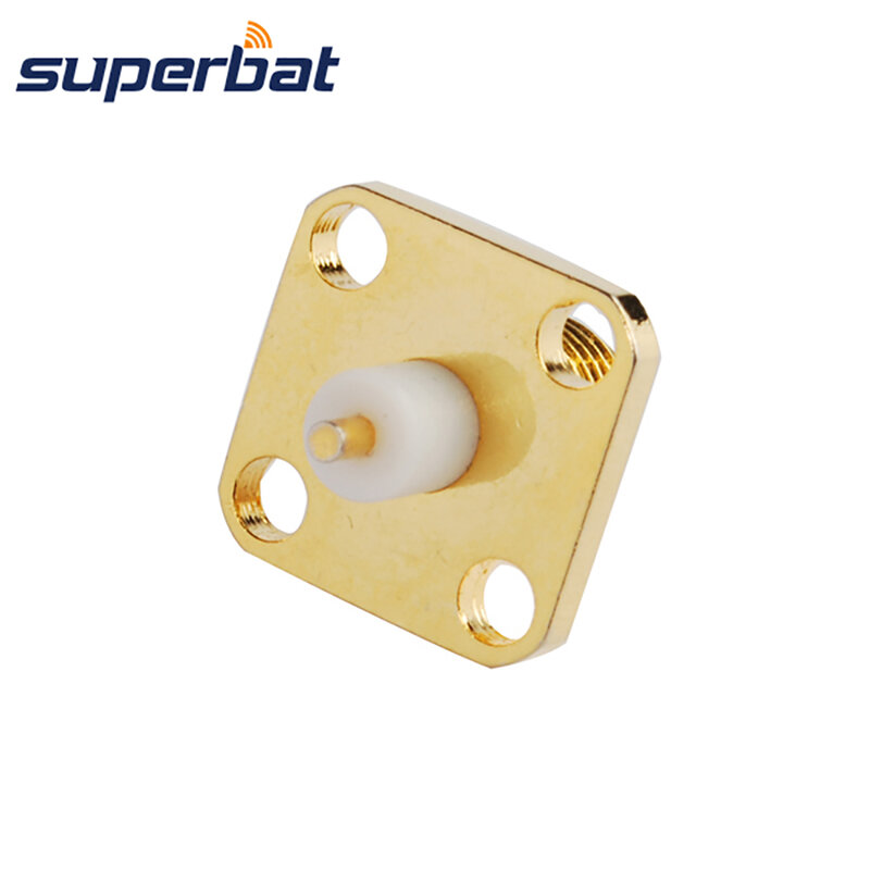 Superbat – connecteur à souder RP-SMA femelle (broche mâle), 4 trous, montage sur panneau, avec diélectrique de 4mm