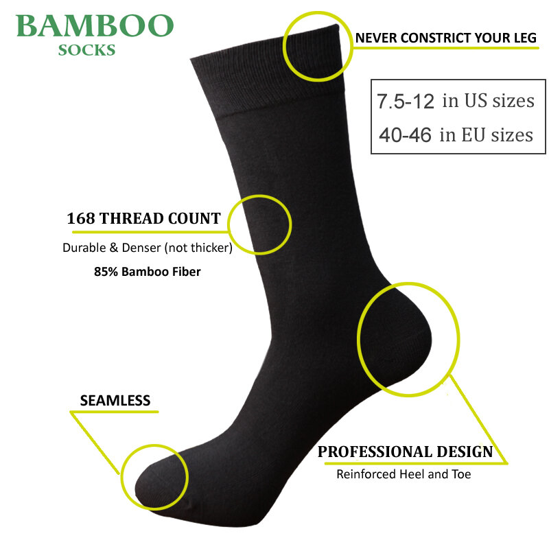 Match-Up-Calcetines transpirables antibacterianos para hombre, medias de vestir de negocios, color gris bambú, 6 par/lote