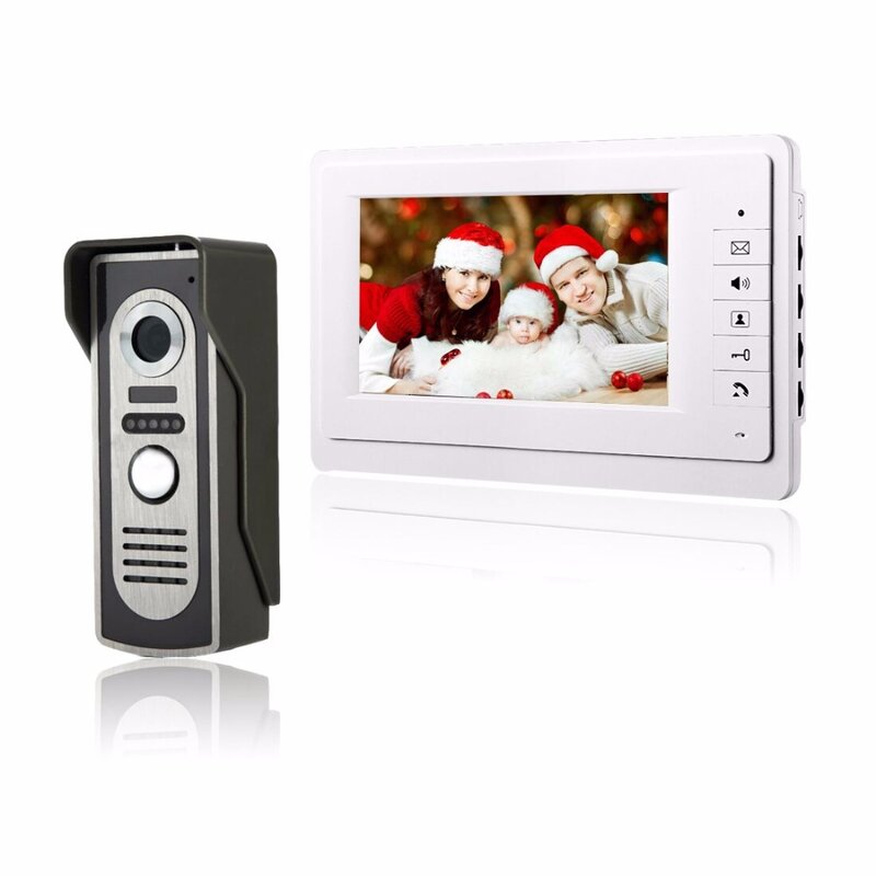 Sysd wired vídeo porteiro do telefone da porta para casa 7 Polegada lcd monitor de visão noturna câmera com unlockr