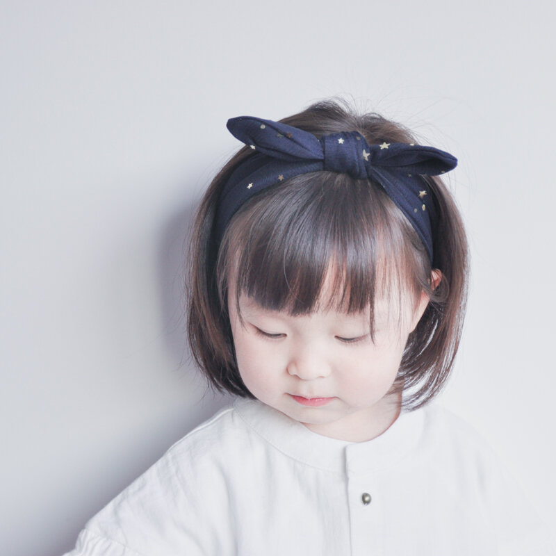 Cute Galaxy Baby Women Hairbands Rabbit Ears Stars Moon Yarn Parent-child Hair Holder Elastic Headband Girls Hair Accessories