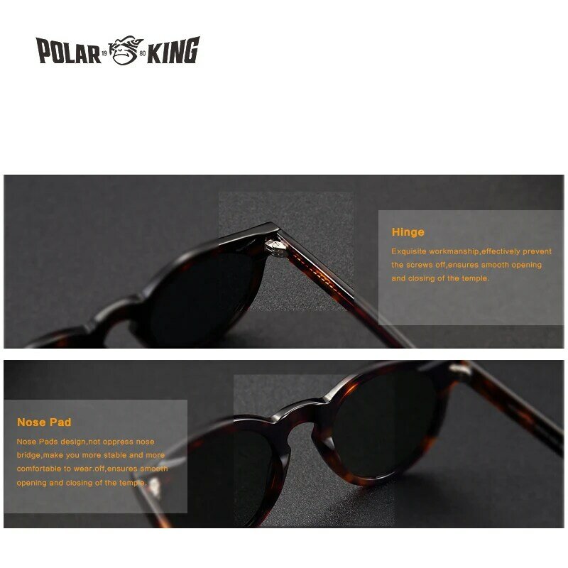 POLARKING Marca Designer Polarized Óculos De Sol Para Homens Que Viajam Retro Acetato Unisex Rebite Óculos de Sol Condução Óculos Oculos