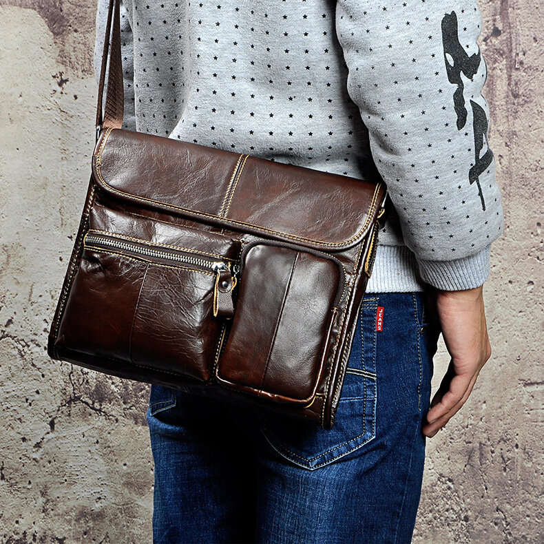 Кожаная мужская сумка-мессенджер через плечо, модная, для планшетов, сумка-портфель, школьная сумка 202