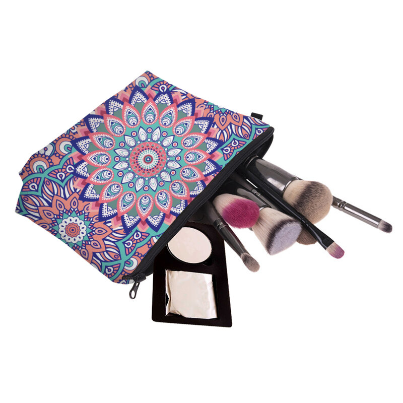 Deanfun-bolsas de cosméticos con estampado 3D para mujer, neceser Vintage de flores de colores, neceser de viaje para maquillaje, 51012