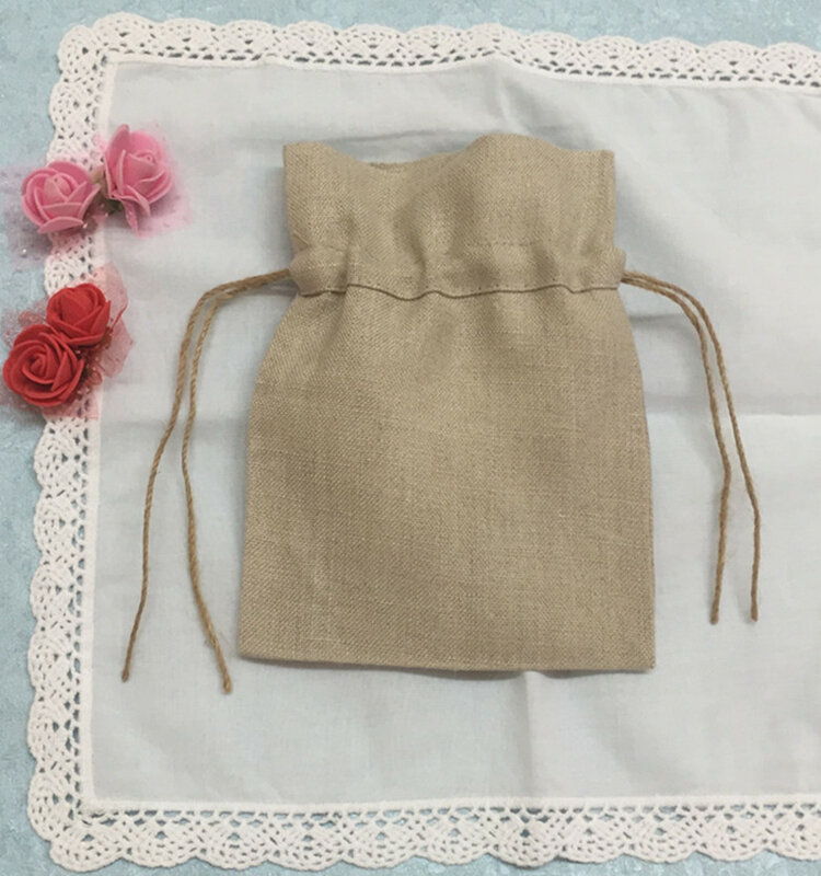 Set of 19 Fashion Favor Bags 5X7"Ideal for Ladies Handkerchief Oatmeal linen Favor Bags Can Collection Beautiful Wedding Hankies